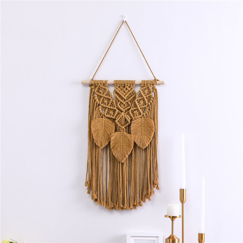 Cotton Rope Tassel Leaf Ornaments Hand-woven Tapestry