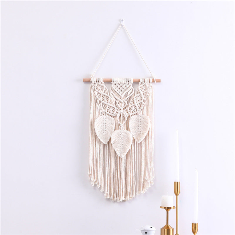 Cotton Rope Tassel Leaf Ornaments Hand-woven Tapestry
