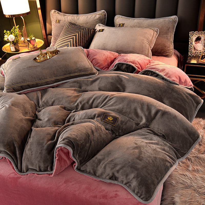 Coral Flannel Bedding Kit Double Sided Plus Duvet Cover