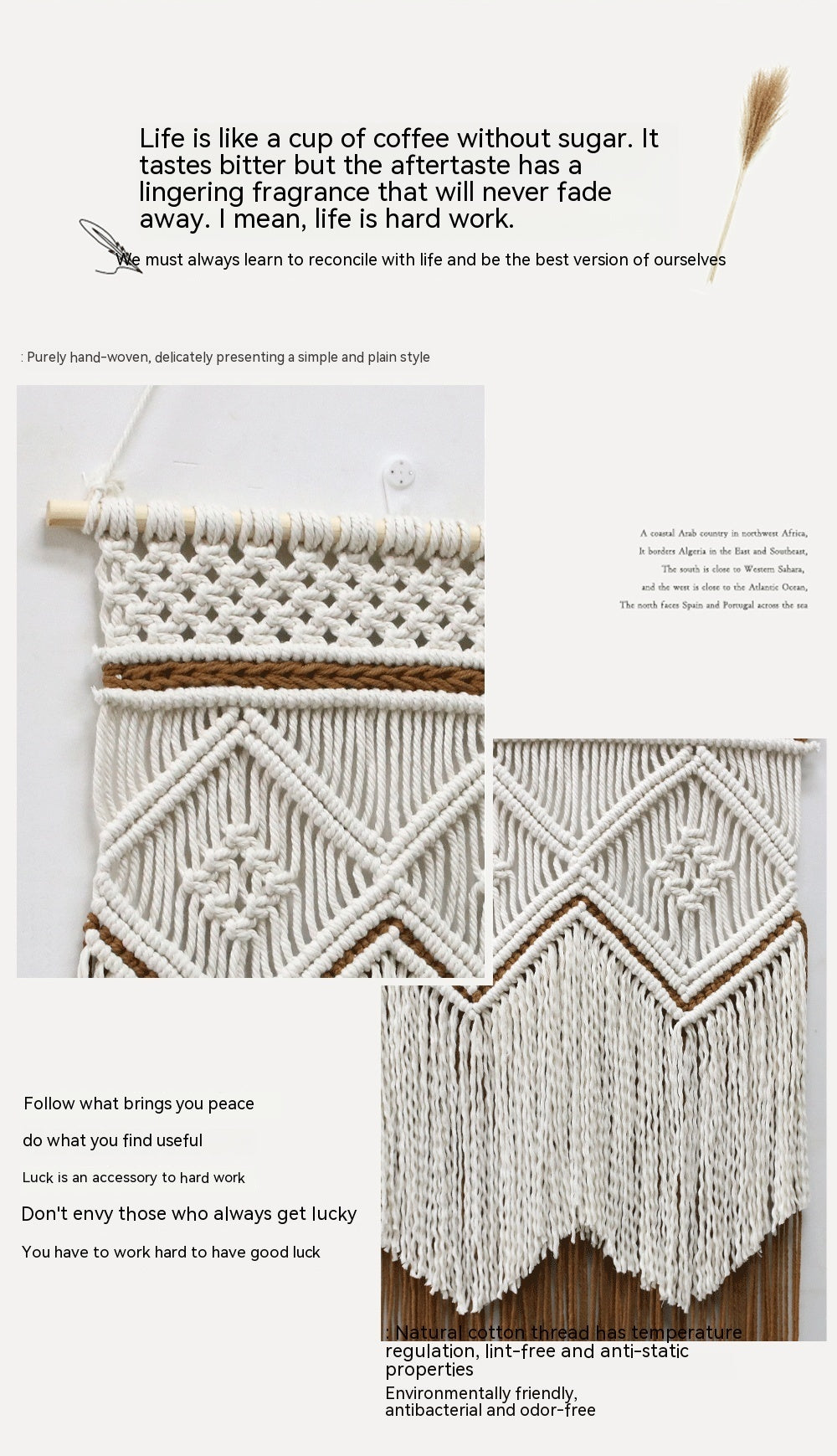 Hand-woven Tapestry Tassel Cotton String Wall Hanging