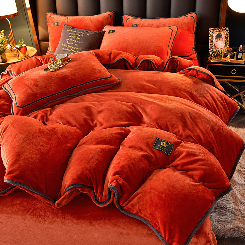 Coral Flannel Bedding Kit Double Sided Plus Duvet Cover