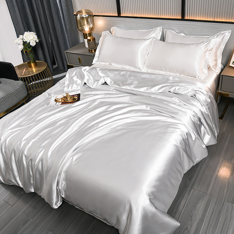 Pure Color Ice Silk Cool
Quilt Cover Bed Sheet Bedding