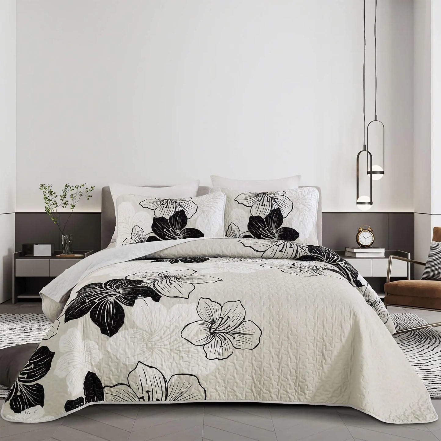 Floral Bedding Quilt Set Soft Botanical Bedspread
