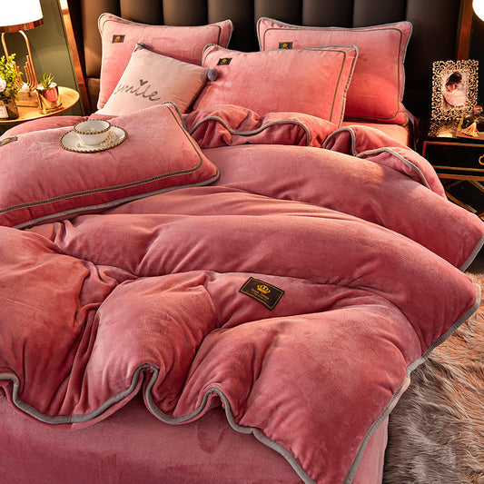 Coral Flannel Bedding Kit Double Sided Plus Duvet Cover