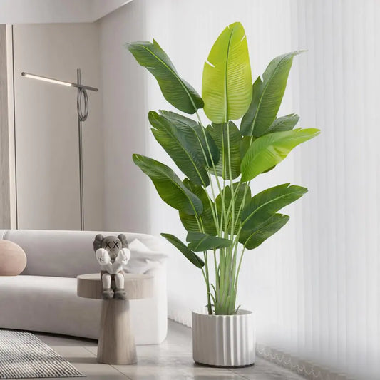 Tropical Palm Tree Large Fake Plants with 15 Silk Banana Leaves
