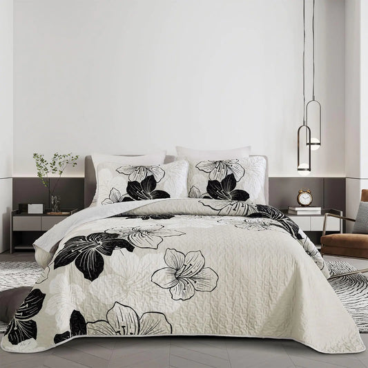 Floral Bedding Quilt Set Soft Botanical Bedspread